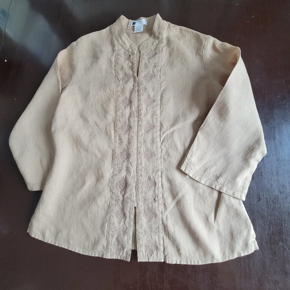 Carole Little embroidered linen blouse